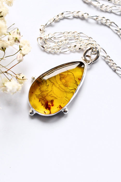 Baltic Amber Necklace in Silver