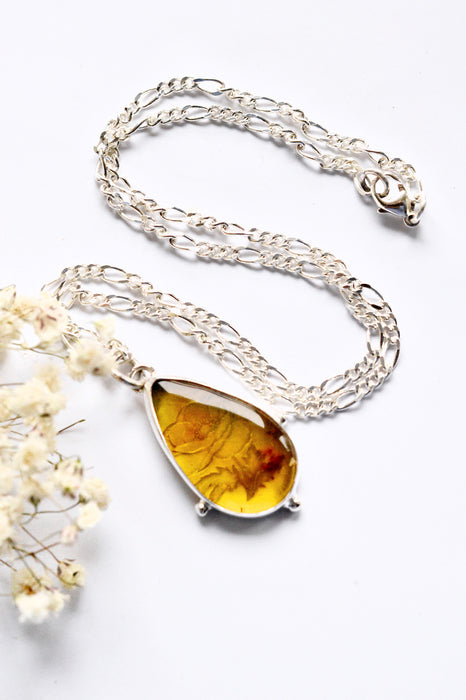Baltic Amber Necklace in Silver