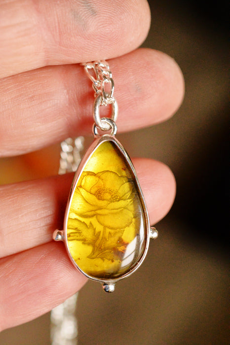 Baltic Amber Necklace in Silver