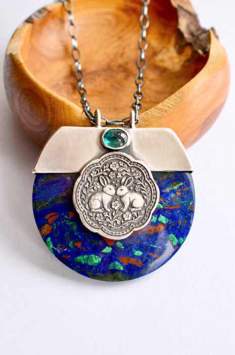 The Moonlit Hare — Azurite Statement Necklace