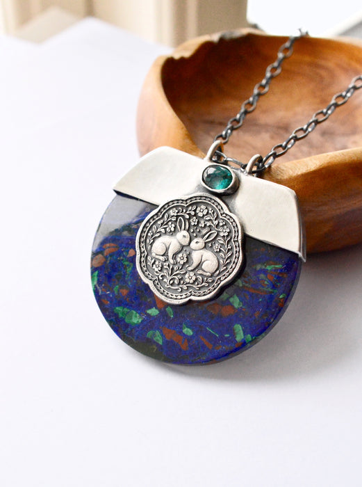 The Moonlit Hare — Azurite Statement Necklace