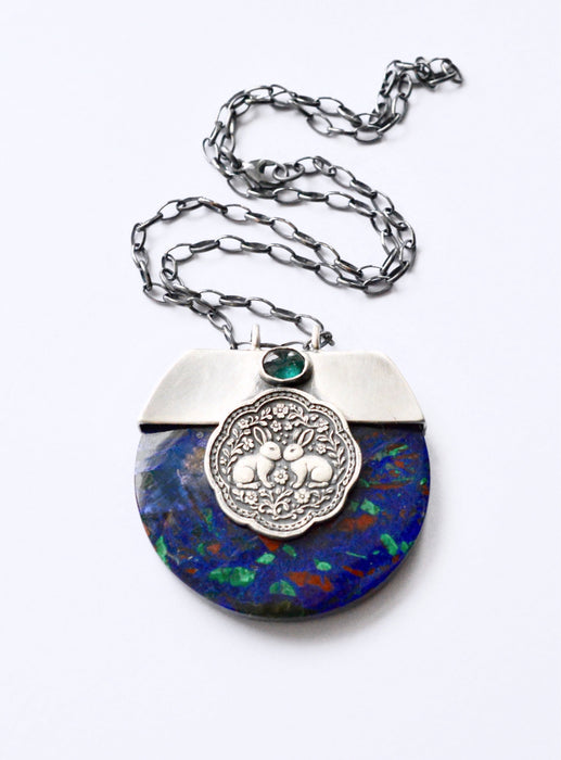 The Moonlit Hare — Azurite Statement Necklace