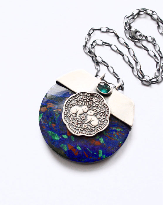 The Moonlit Hare — Azurite Statement Necklace
