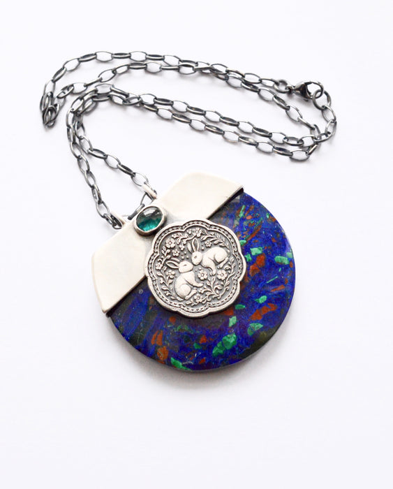 The Moonlit Hare — Azurite Statement Necklace