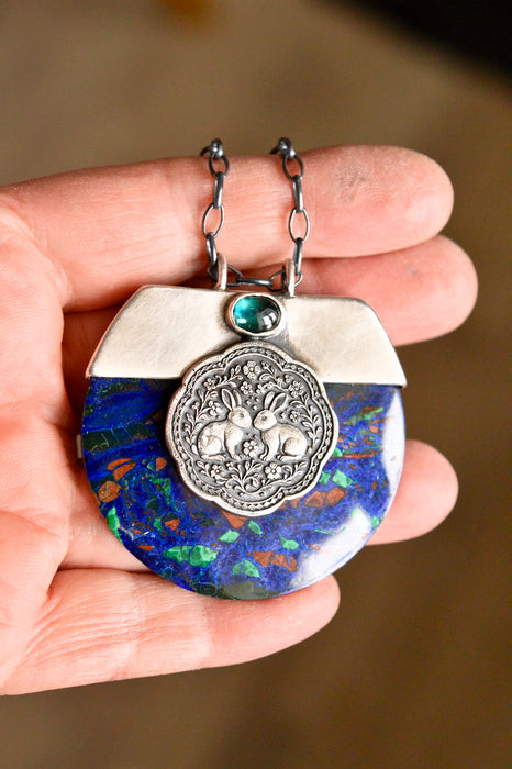 The Moonlit Hare — Azurite Statement Necklace