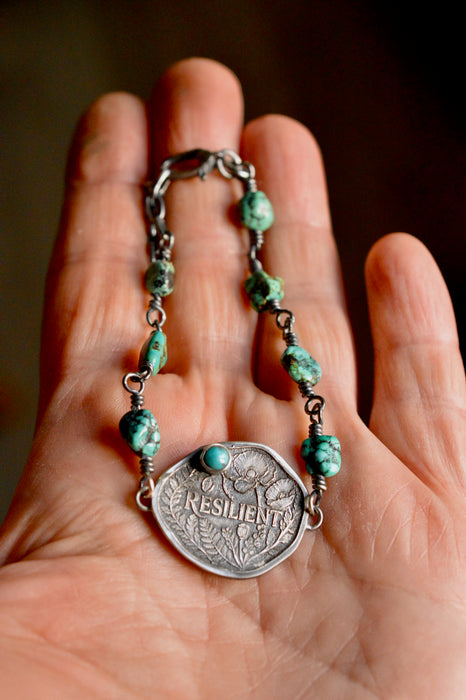 Resilient Turquoise Botanical Bracelet