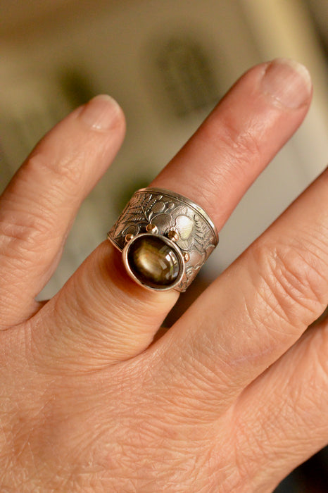 Orchid Start Diopside Ring in Silver and Gold