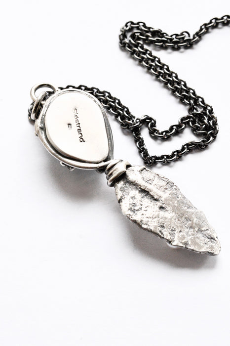 Raw Aquamarine Feather Necklace in Silver