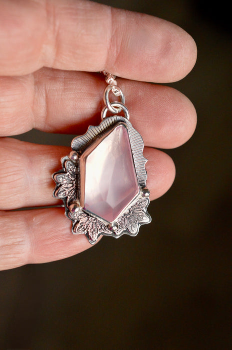Rose Quartz Necklace in Silver