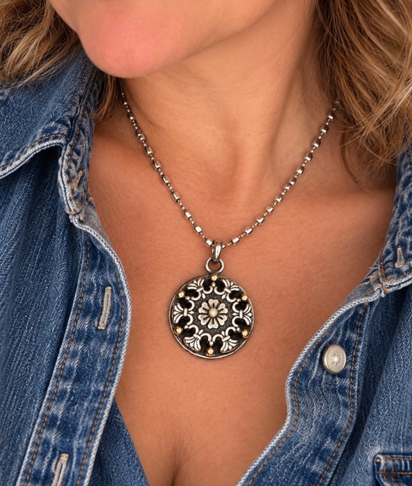 Old Soul — Antique Button Medallion with Diamond & 18k Gold