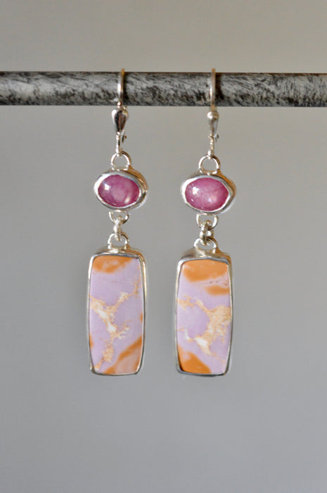 On Hold- Handmade Phosphosiderite & Ruby Silver Earrings
