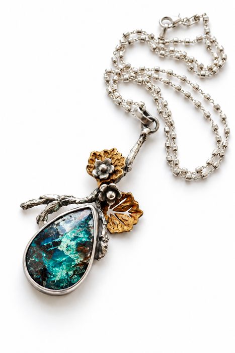 Opalized Wood Botanical Necklace