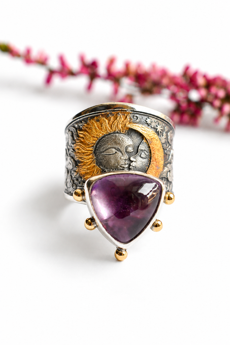 Amethyst Sun & Moon Ring