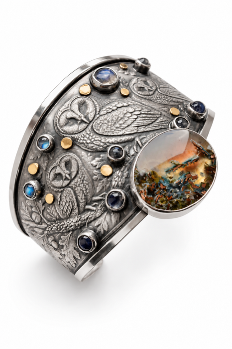Night Owls- Woodland Sterling Silver Cuff