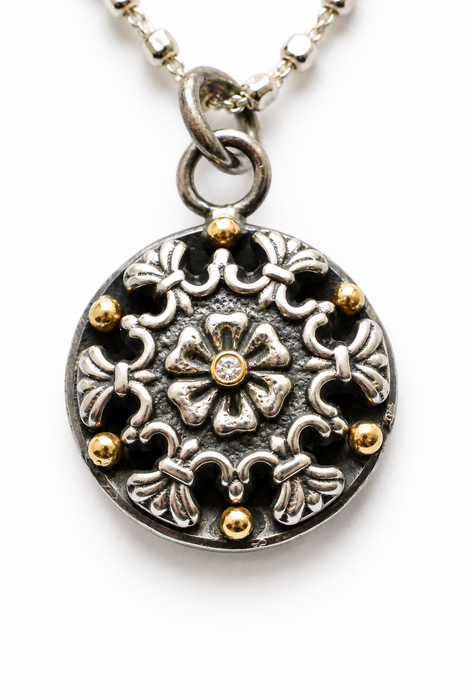 Old Soul — Antique Button Medallion with Diamond & 18k Gold