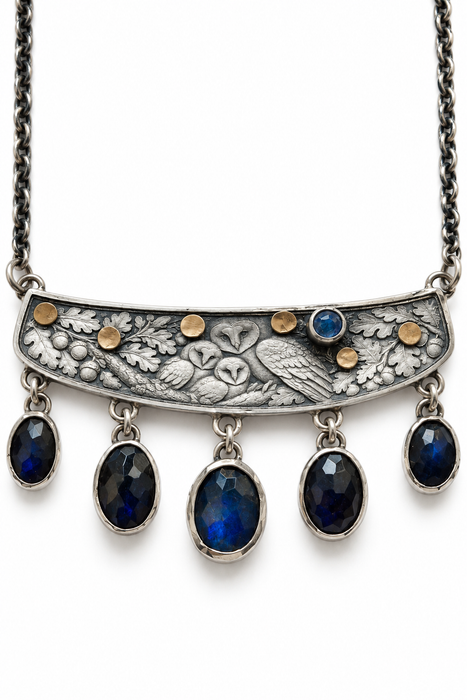Whispers of the Woodland- Labradorite Owl Necklace