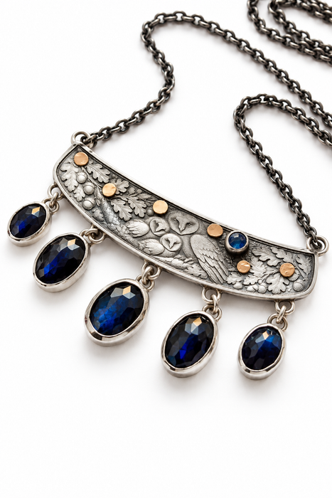 Whispers of the Woodland- Labradorite Owl Necklace