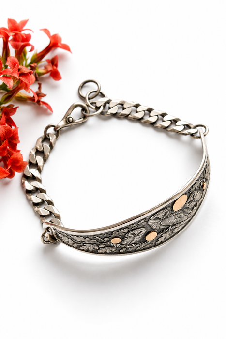 Woodland Owls – Silver Bracelet with Gold