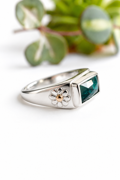 Kyanite Sand Cast Silver Ring