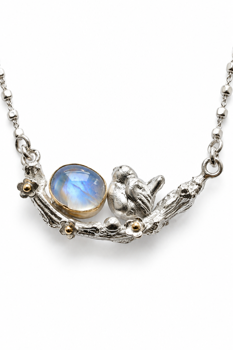 Moonstone Bird & Branch Necklace