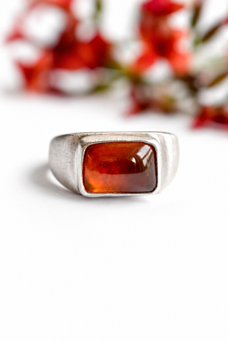 FORMA | Sculptural Silver Garnet Ring
