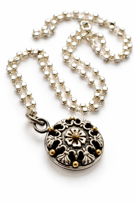 Old Soul — Antique Button Medallion with Diamond & 18k Gold