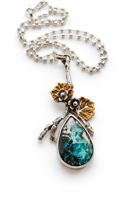 Opalized Wood Botanical Necklace