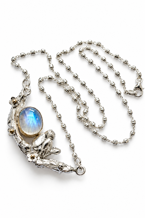 Moonstone Bird & Branch Necklace