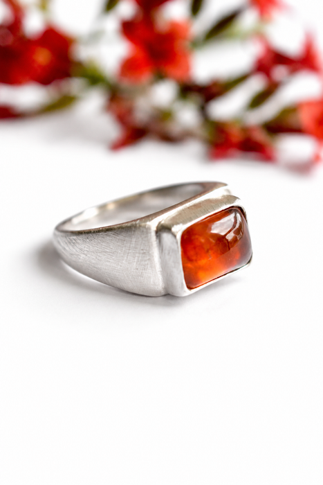 FORMA | Sculptural Silver Garnet Ring