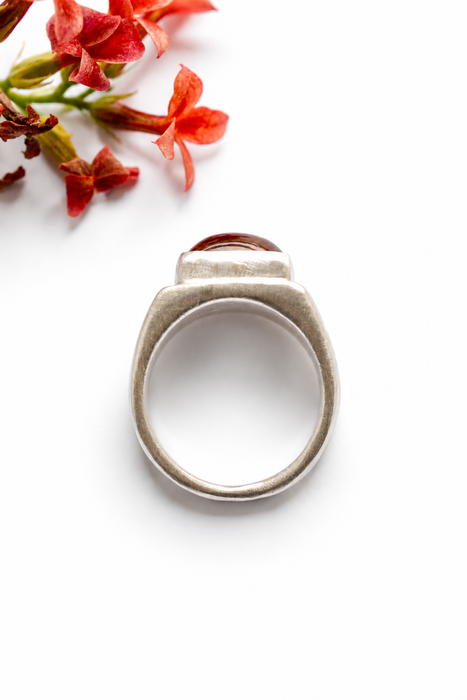 FORMA | Sculptural Silver Garnet Ring