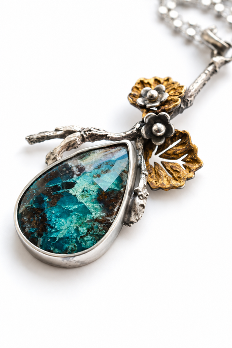 Opalized Wood Botanical Necklace