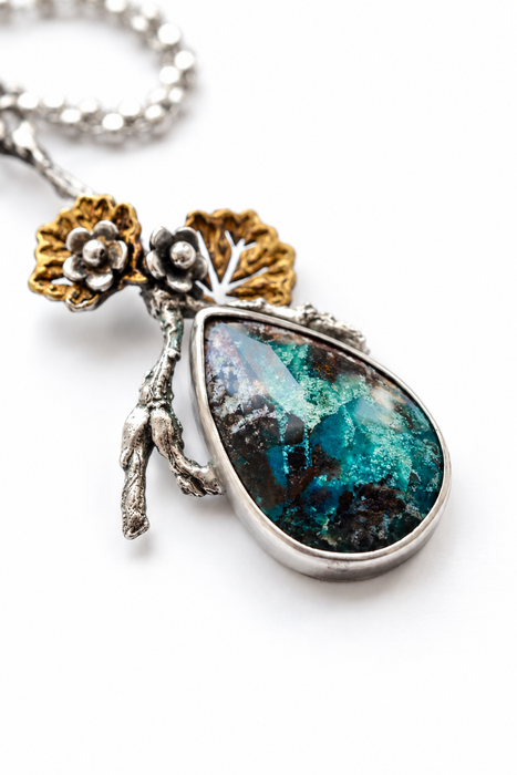 Opalized Wood Botanical Necklace