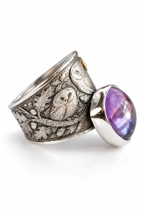 Midnight Owls- Lavender Amethyst Ring