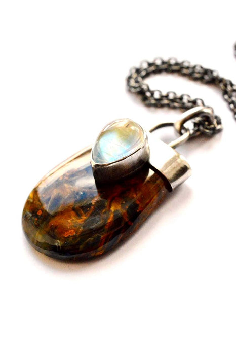 Pietersite and Moonstone Necklace