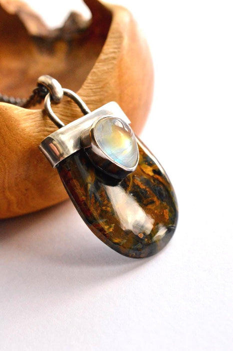 Pietersite and Moonstone Necklace