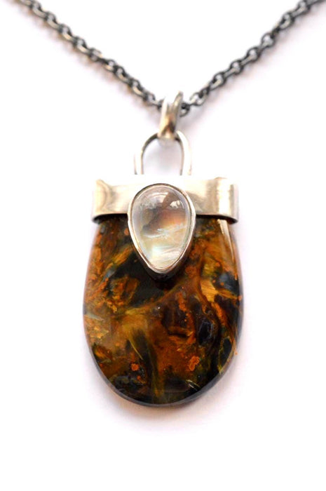 Pietersite and Moonstone Necklace