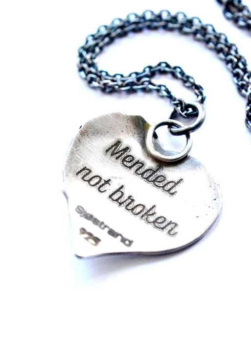 Mended not Broken- Moissanite Heart Pendant