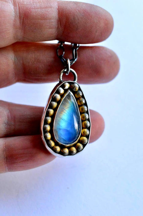 Moonstone Necklace in Silver and Gold