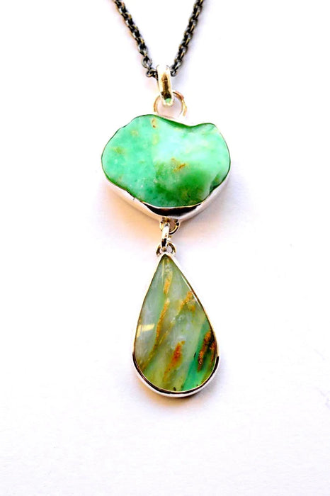 Peruvian Opal and Sterling Silver Chrysoprase Necklace