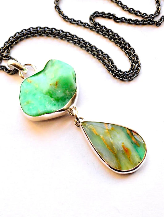 Peruvian Opal and Sterling Silver Chrysoprase Necklace