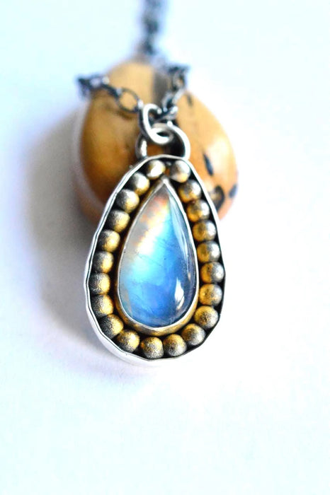 Moonstone Necklace in Silver and Gold