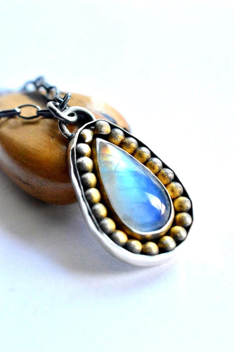 Moonstone Necklace in Silver and Gold