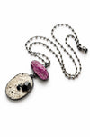 Raw Ruby with Black Tourmaline All Natural Stone Necklace Handcrafted by Silvermith