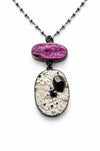Raw Ruby with Black Tourmaline All Natural Stone Necklace Handcrafted by Silvermith