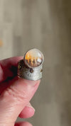Sunlit Meadows Ring, Dendritic Agate Ring, Cabochon Work, Silver and Gold